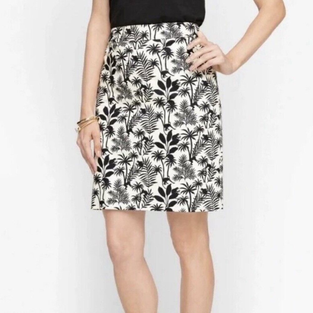 Talbots 16 Petite Cream and Black Pencil Skirt Casual